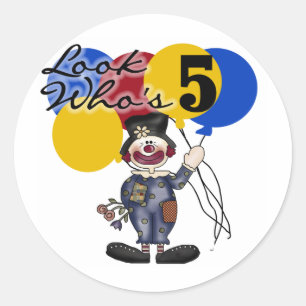 Sticker Rond Circus Clown 5e Anniversaire Tshirts et cadeaux