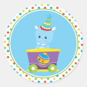 Sticker Rond Circus Hippo
