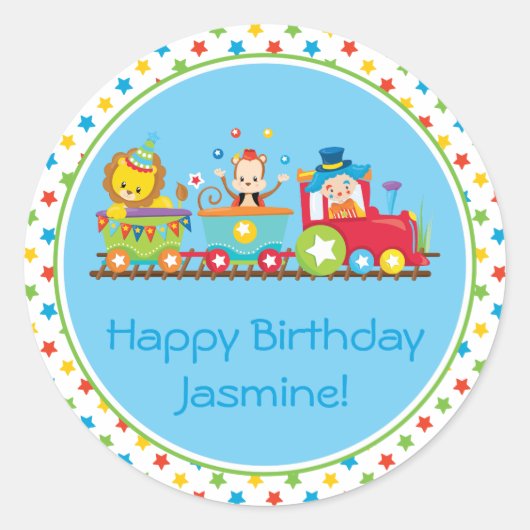 Sticker Rond Circus | Voitures de train | Personnalisé (Devant)