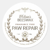 Sticker Rond Cire d'abeille Paw Réparation Balm Chiot Safe Logo (Devant)