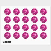 Sticker Rond Cire de bougie à cacheter rose chaud pour mariage (Feuille)