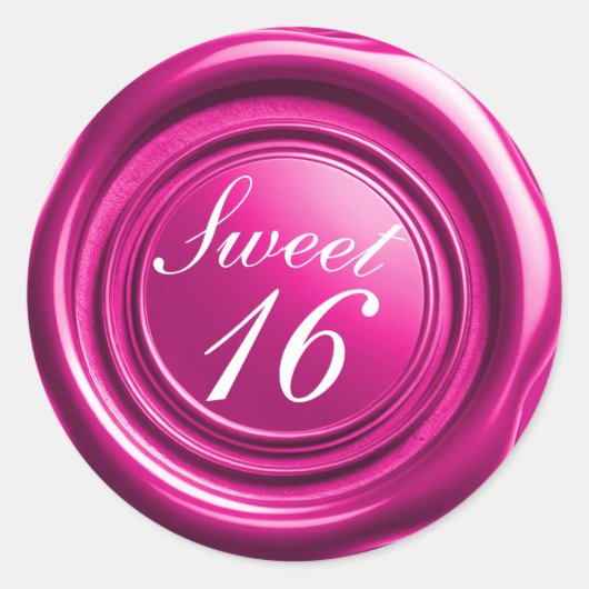 Sticker Rond Cire de bougie à cacheter rose chaud pour mariage (Devant)