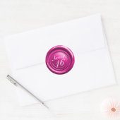 Sticker Rond Cire de bougie à cacheter rose chaud pour mariage (Enveloppe)
