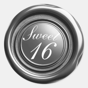 Sticker Rond Cire de bougie argent foncé Sceau de mariage goutt