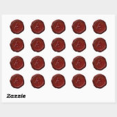Sticker Rond Cire Sceau Monogramme Initiale Rouge (Feuille)