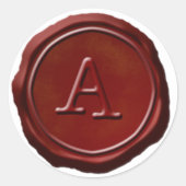 Sticker Rond Cire Sceau Monogramme Initiale Rouge (Devant)