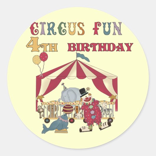 Sticker Rond Cirque 4e Anniversaire Tshirts et cadeaux (Devant)