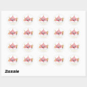 Sticker Rond Cirque Aquarelle Anniversaire animaux mignons (Feuille)