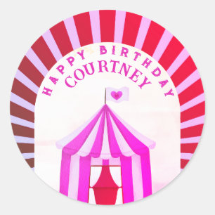 Sticker Rond Cirque Carnaval Filles Anniversaire