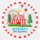Sticker Rond Cirque Carnaval Thème Anniversaire Fête (Devant)
