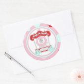 Sticker Rond Cirque Lion Roaring Anniversaire rose (Enveloppe)