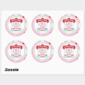 Sticker Rond Cirque Lion Roaring Anniversaire rose (Feuille)