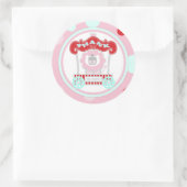 Sticker Rond Cirque Lion Roaring Anniversaire rose (Sac)