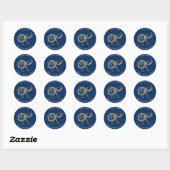 Sticker Rond Ciseaux Coiffure Nom du logo Merci Blue Navy Custo (Feuille)