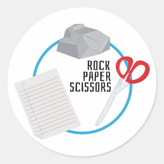 Sticker Rond Ciseaux de papier rocheux (Devant)