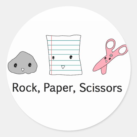 Sticker Rond Ciseaux de papier rocheux (Devant)