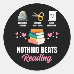 Sticker Rond Ciseaux de papier rocheux Rien de mieux à lire