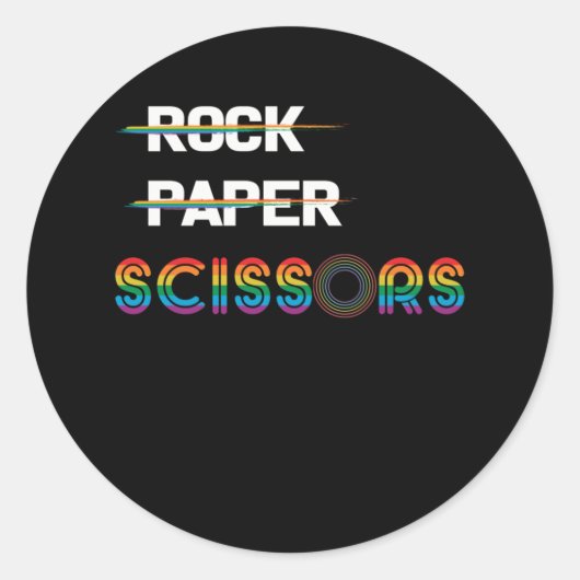 Sticker Rond Ciseaux de papier rock Lesbian Pride (Devant)