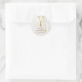Sticker Rond Ciseaux d'or Barber Marbre Tourbillons (Sac)