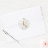 Sticker Rond Ciseaux d'or Barber Marbre Tourbillons (Enveloppe)