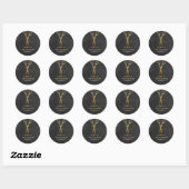 Sticker Rond Ciseaux d'or barbier tableau noir (Feuille)