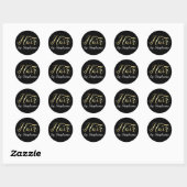Sticker Rond Ciseaux en or Scissors Coiffeur Salon de Coiffure (Feuille)