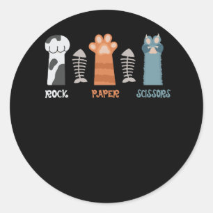 Sticker Rond Ciseaux Papier Rocher Paquets Chat Cute Kitten Ani