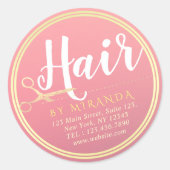 Sticker Rond Ciseaux rose doré Salon de coiffure moderne (Devant)
