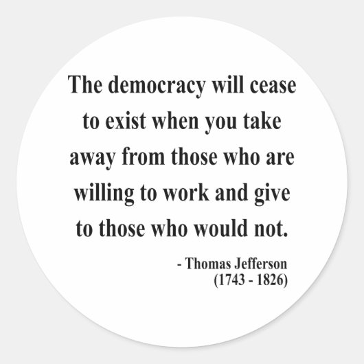 Sticker Rond Citation 3a de Thomas Jefferson (Devant)