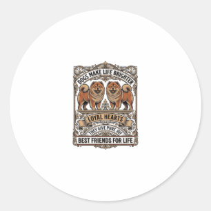 Sticker Rond Citation Amoureux de Chien Gravure Vintage Art de