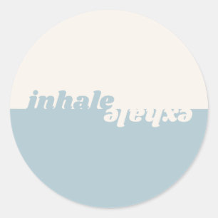 Sticker Rond Citation beige bleu foncé minimaliste moderne