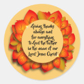 Sticker Rond Citation Bible Thanksgiving Autumn Leaf (Devant)