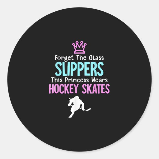 Sticker Rond Citation Cadeaux De Filles De Hockey Sur Glace (Devant)