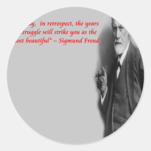 Sticker Rond Citation célèbre de Sigmund Freud sur le "combat"