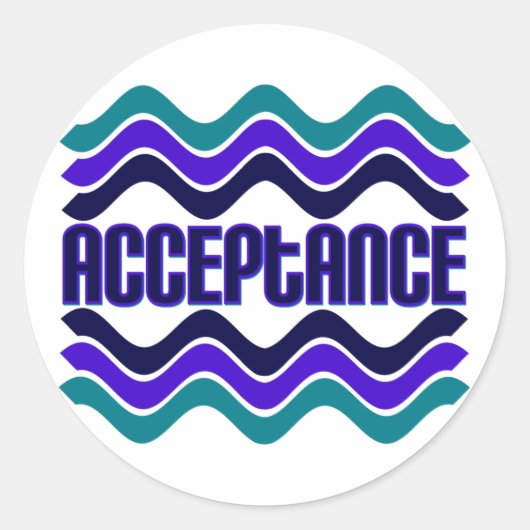 Sticker Rond Citation d'acceptation en bleu vert violet (Devant)
