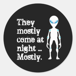 Sticker Rond Citation d'alien noir blanc mignon