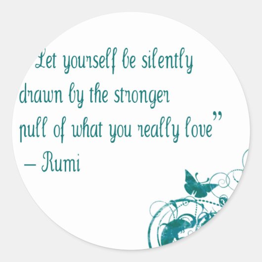 Sticker Rond Citation d'amour de Rumi (Devant)