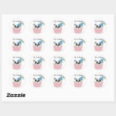 Sticker Rond Citation d'anniversaire pour chat Cupcake (Feuille)
