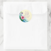 Sticker Rond Citation de beauté naturelle avec fleurs rose et v (Sac)