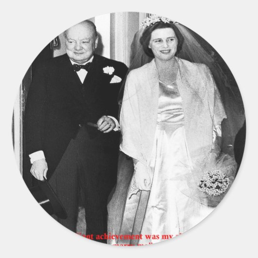 Sticker Rond Citation de Churchill & Famous Marriage (Devant)