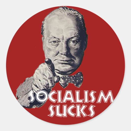 Sticker Rond Citation de Churchill : Le socialisme est nul ! (Devant)