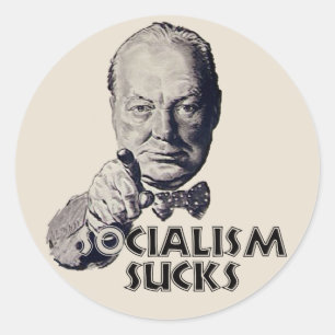 Sticker Rond Citation de Churchill : Le socialisme suce !