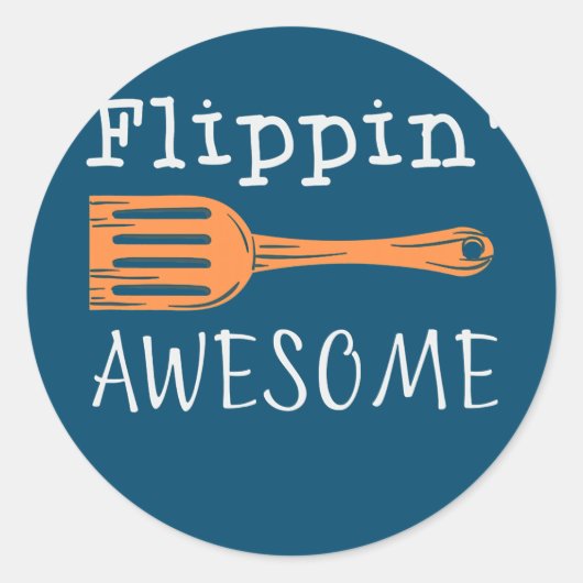 Sticker Rond Citation De Cuisine Flippine' Awesome Funny Pour C (Devant)