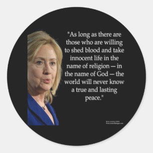 Sticker Rond Citation de Hillary Clinton sur la religion du san