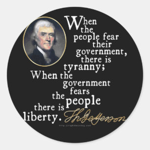 Sticker Rond Citation de Jefferson Tyranny-Liberty