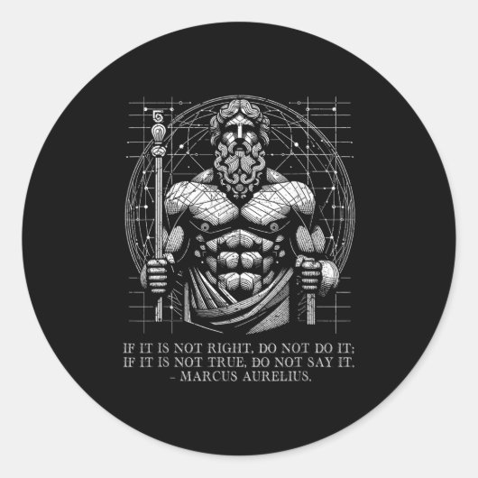Sticker Rond Citation de la sagesse stoïque de Marcus Aurelius. (Devant)