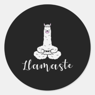 Sticker Rond Citation de lama de yoga de méditation Namaste, Ll