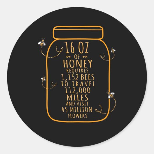 Sticker Rond Citation de l'apiculteur miel Abeille mignonne (Devant)