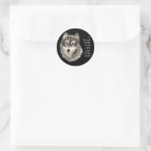 Sticker Rond Citation de loup et de pack - Collection d'animaux (Sac)
