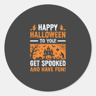 Sticker Rond Citation de maison hantée effrayante pour Hallowee